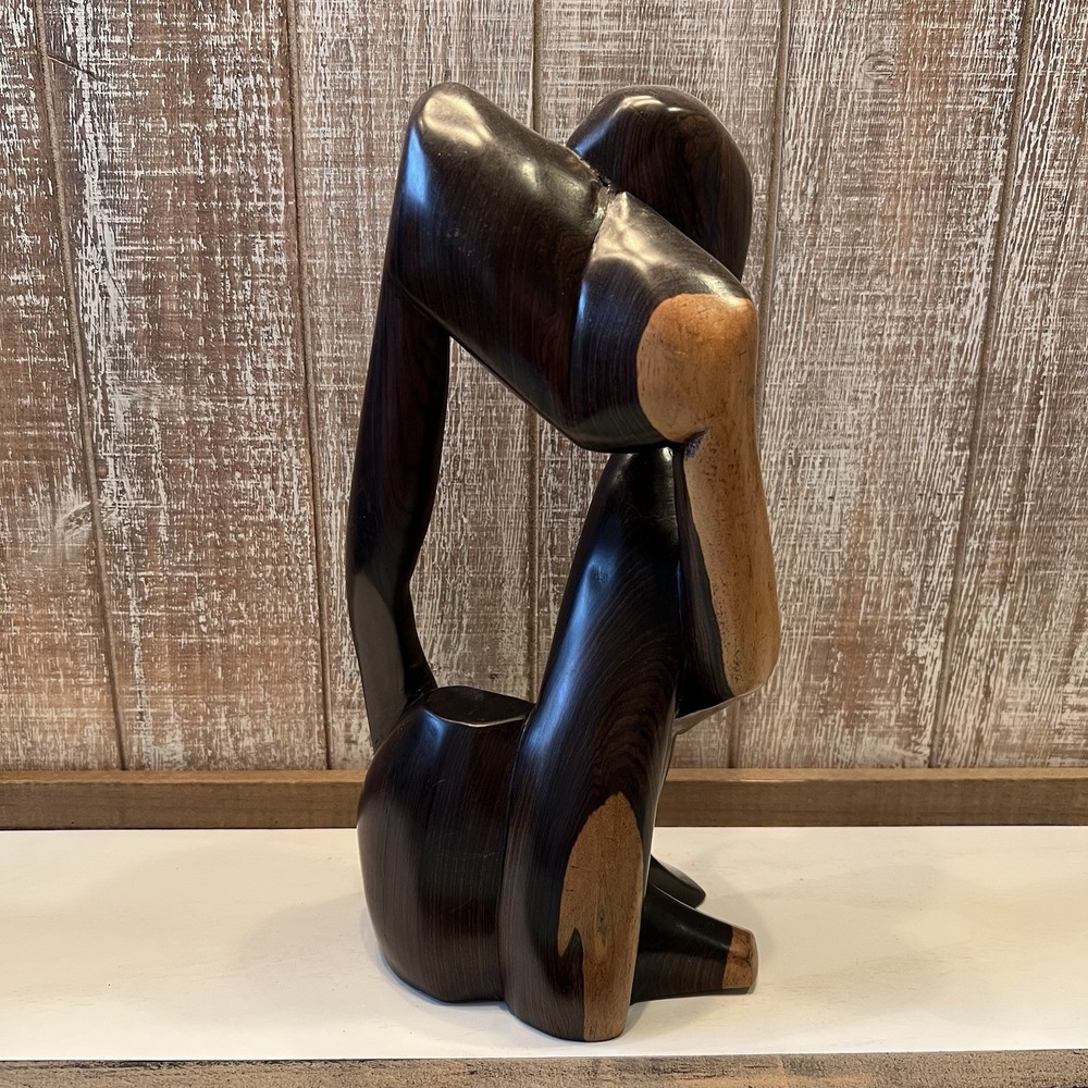 Modernist Abstract Wooden Nigerian‎ Sculpture Hand Carved Dark And Light Brown